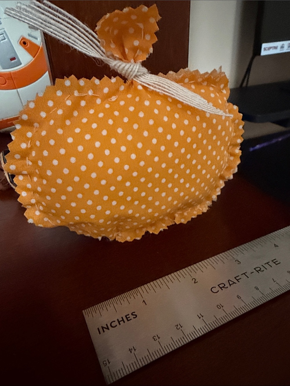 Handmade primitive pumpkin Polka Dot Orange Fabric Decorative Accent